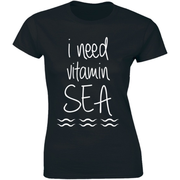Half It Tops - I Need Vitamin Sea Awesome Funny Travel T-shirt Half It Tops - I Need Vitamin Sea Awesome Funny Travel T-shirt
